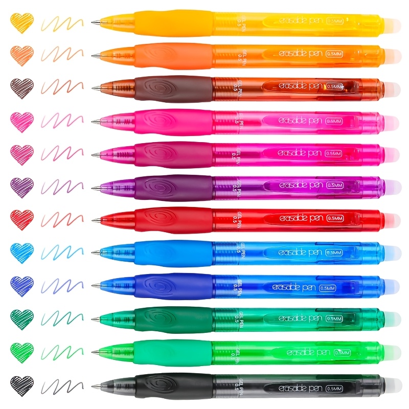 

Erasable Gel Pens, 0.5mm, Pack Of 12, Assorted Colors Erasable Ballpoint Pens, Pens For School Office Pens Smooth Work Pen With Erasers, Office Gifts, Christmas Gift, New Year Gift