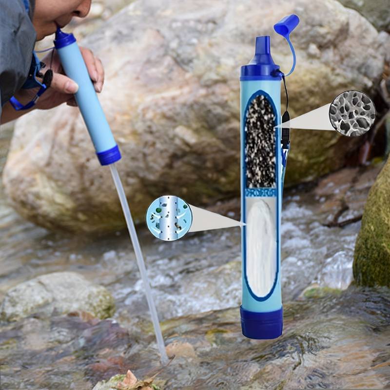 Membrane Solutions Hand Pump Water Filter Straw – Portable For Hiking, Camping, Survival, 99.99% Sterilization
