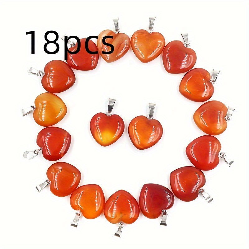 18pcs Agate Heart Pendants Charms Stone Pendant For Jewelry Making Gift
