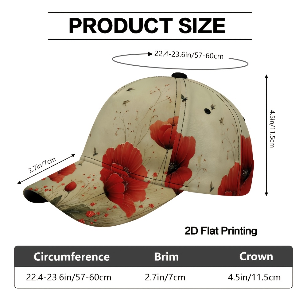 TEMU 1 pièce Casquette de baseball à impression 2D plate Souvenir rouges, Casquette de baseball à imprimé , Casquette de baseball à visière incurvée,