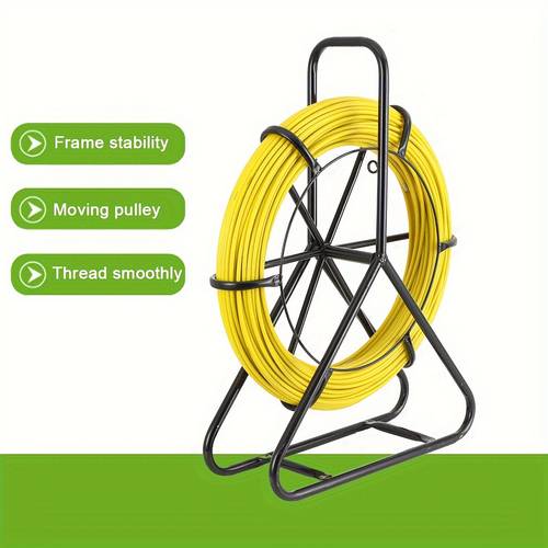 6mm x100m fish type fiberglass fiberglass duct rodder cable duct rodder reel stand 1 4 fiberglass continuous reel wire cable pulling device