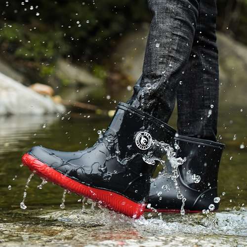 Bottes De Pluie Courtes Unisexe - Caoutchouc Imperméable - Semelles Amortissantes Antidérapantes - Pour Jardin, Travail, Loisirs