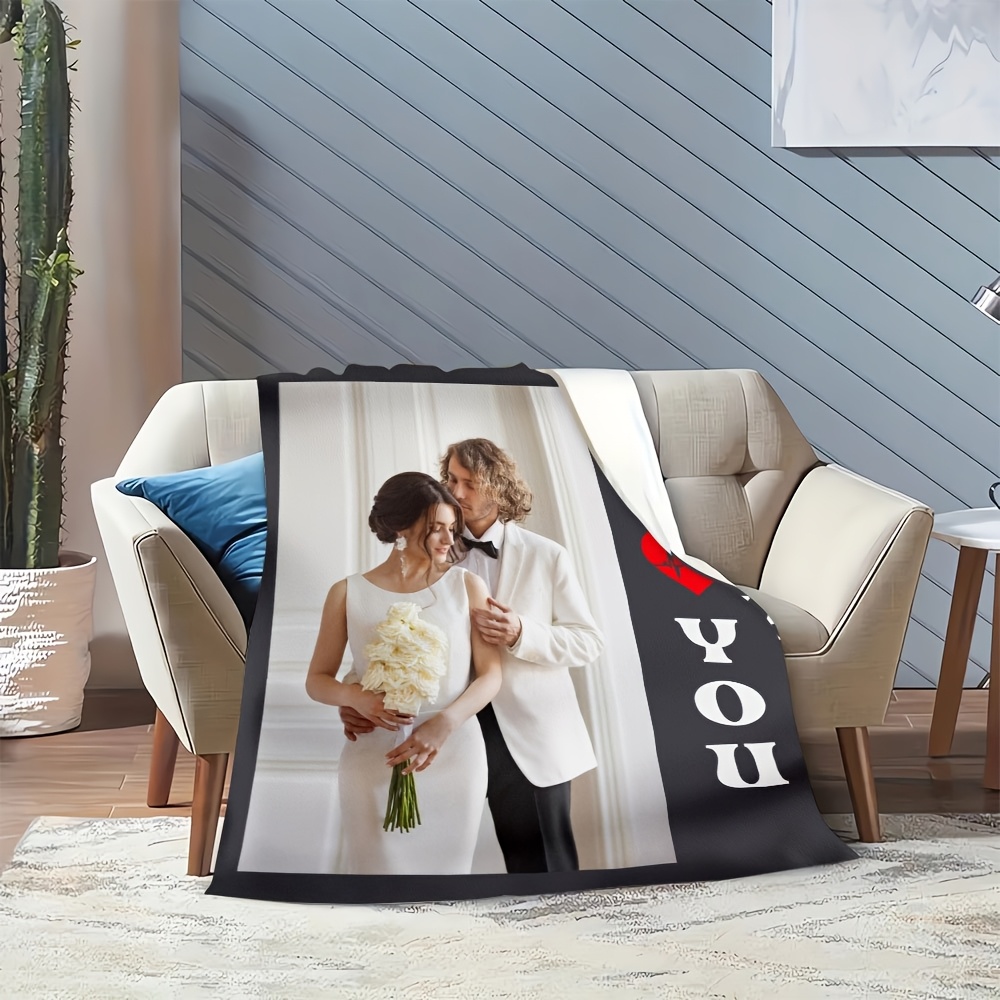 Personalized Custom Photo Flannel Blanket, Valentine's Gift