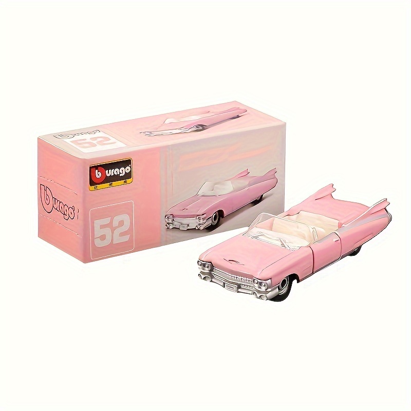 

plastic Crafted" Burago 1:72 Scale Mini Pink Cadillac Biarritz Model - Alloy Collectible Car, Perfect Gift For Teens & Up