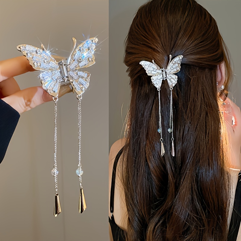 

Vintage Style Butterfly Hair Clip With Rhinestone Accents - Zinc Alloy Insect Wing Hairpin For Costume Makeup Accessories