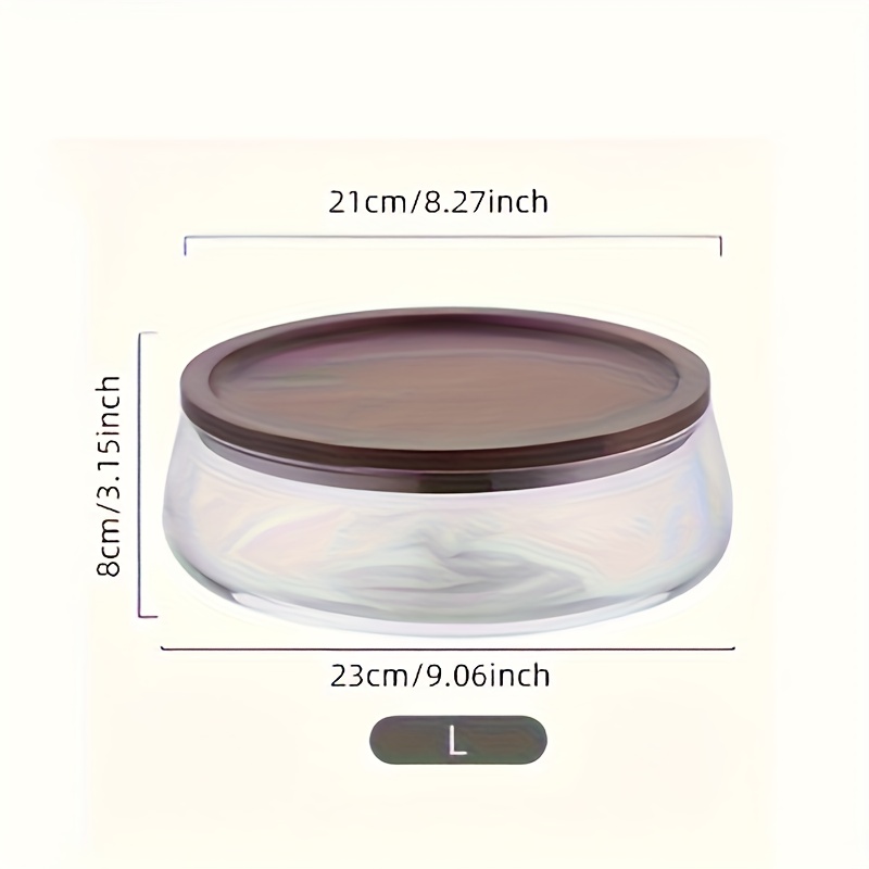 TEMU A Stylish Fruit Bowl Made Of Glass With A Wooden Cover, Perfect For Keeping Nuts, Sweets, And Organized. Great For Festive Occasions Such As Halloween, Christmas, Thanksgiving, And Hanukkah