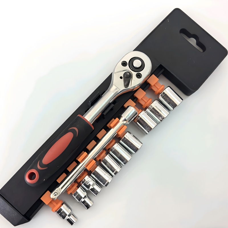 TEMU 12pcs Ratchet Wrench Set,chrome Plated /4 1/2lnchtwo-way Wheel Wrench Autorepair Tool