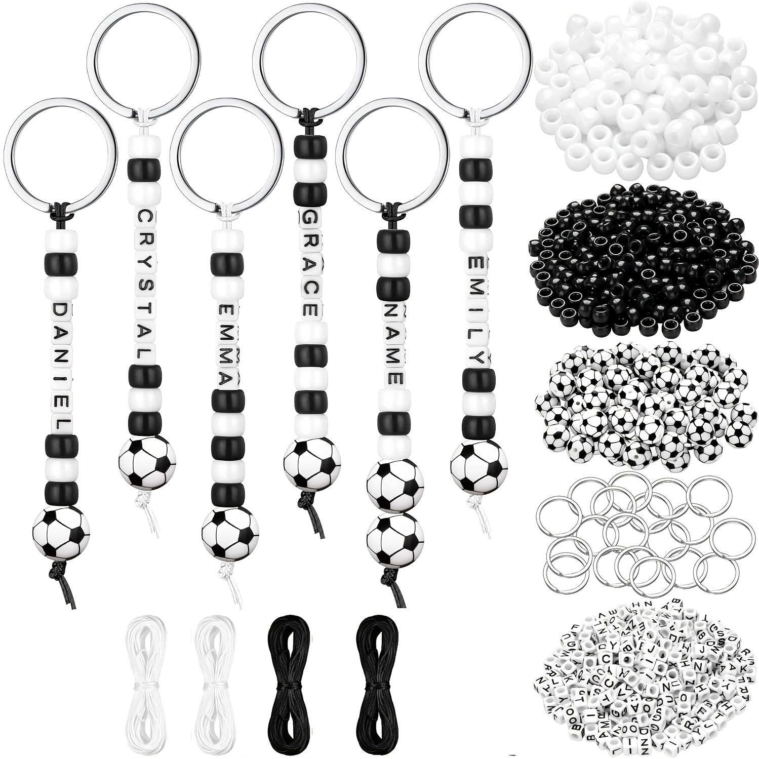 Image of Jewerly Making Kits, About 571/572pcs Making Kit Bead Craft Adjustable Sport Letter Bead Charm Sport Theme Party Favors Gift Backpack Additions Holiday Decoration, For Party Favors, Soccer Gifts