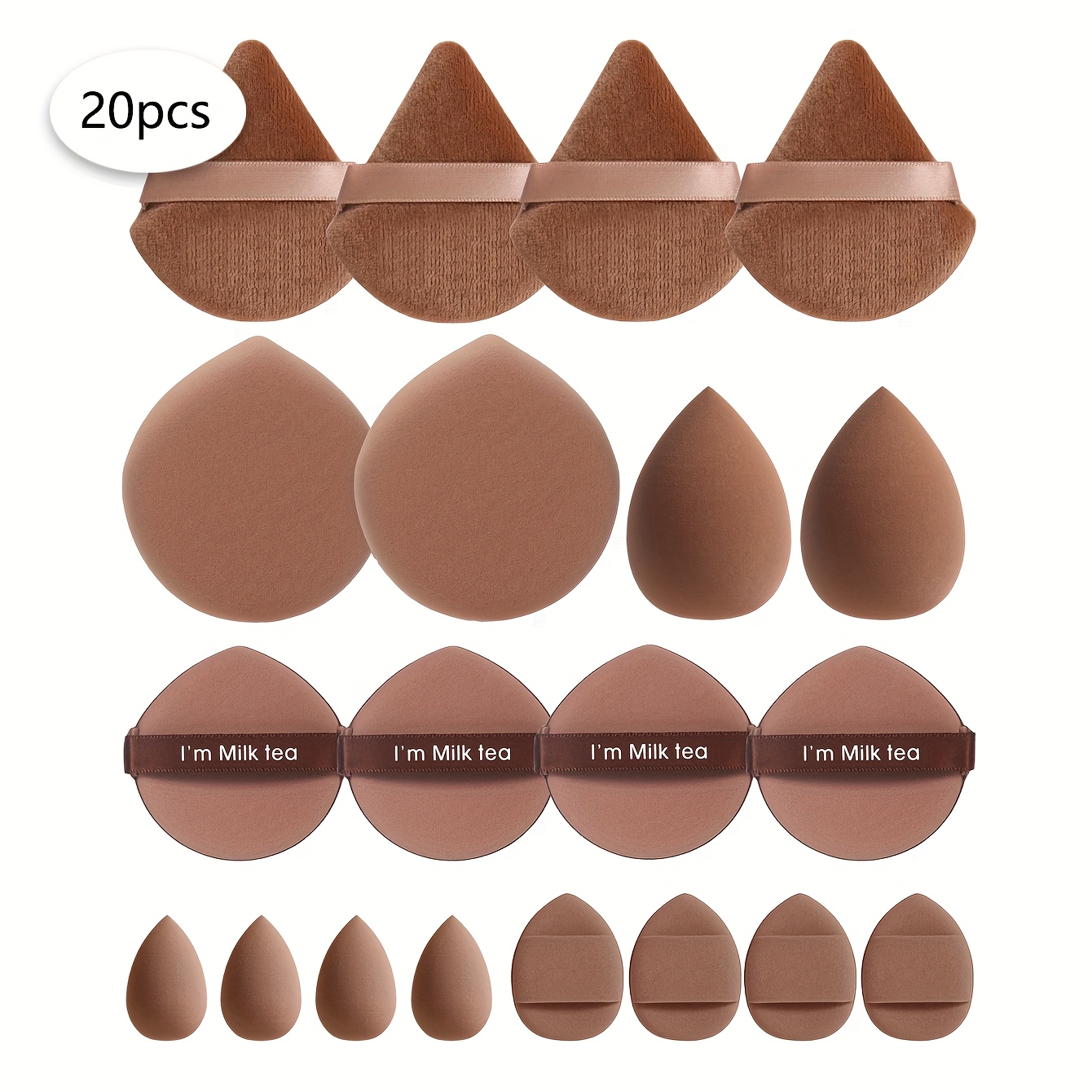 TEMU 10/20/40/50 stk. Multifunksjonelle Makeup-svamper – Latexfrie vannaktiverbare Beauty Blenders for foundation, concealer, pudder og øyenskygge –