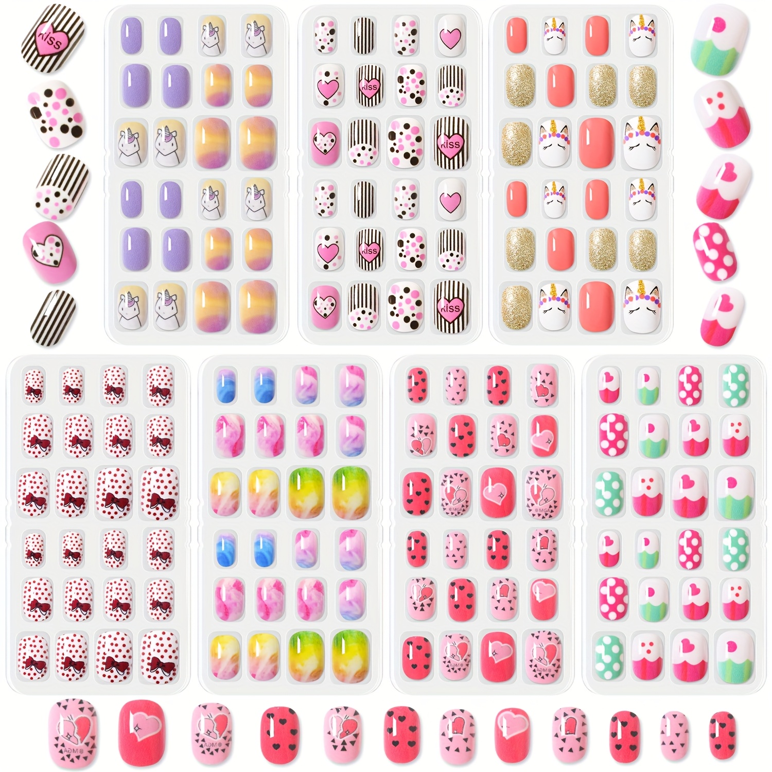 TEMU 168pcs Press Nail Set With Animal Cartoon And Multi- Patterns Is A Must-have For Beautiful