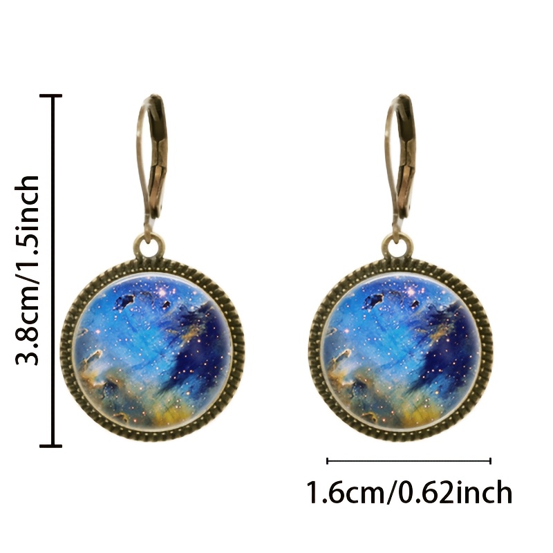 2pcs Blue Classic Pendant Earrings Set with Ear Hooks