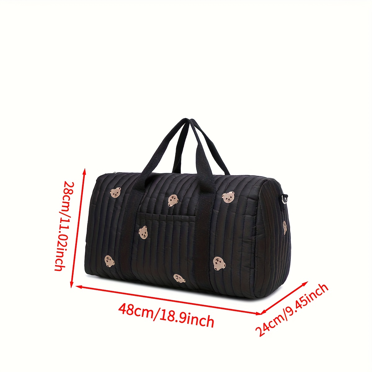 1 Bolso de Pañales de Viaje; Bolso de Hombro Bordado de Gran Capacidad para Maternidad, Bandolera Multifuncional con Diseño de Oso para Salidas, Organizador de Uso Múltiple