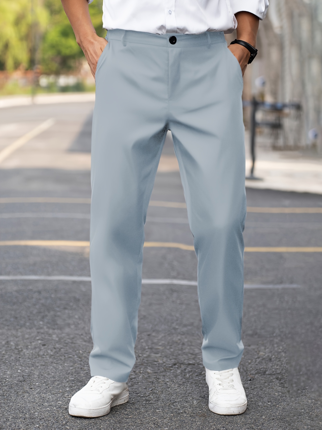 Light Blue Pantalones Vestir Hombre Pantalones De Vestir Ajustados