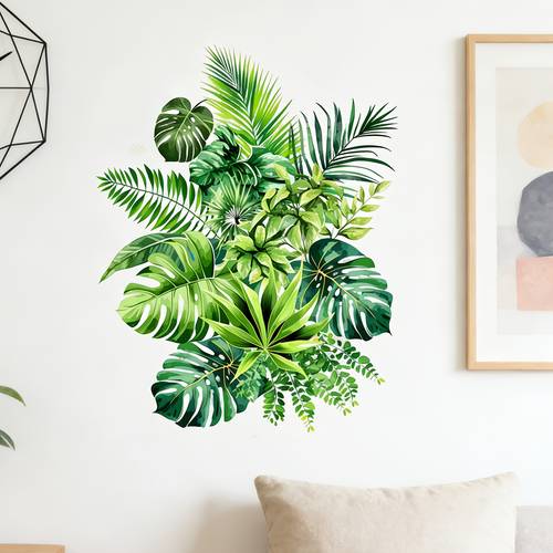 1pc, plante feuille de moderne, convient pour salon, chambre à coucher, bureau, dortoir, cadeau de fête, facile à coller, facile à enlever, imperméable, unique, pour décoration murale