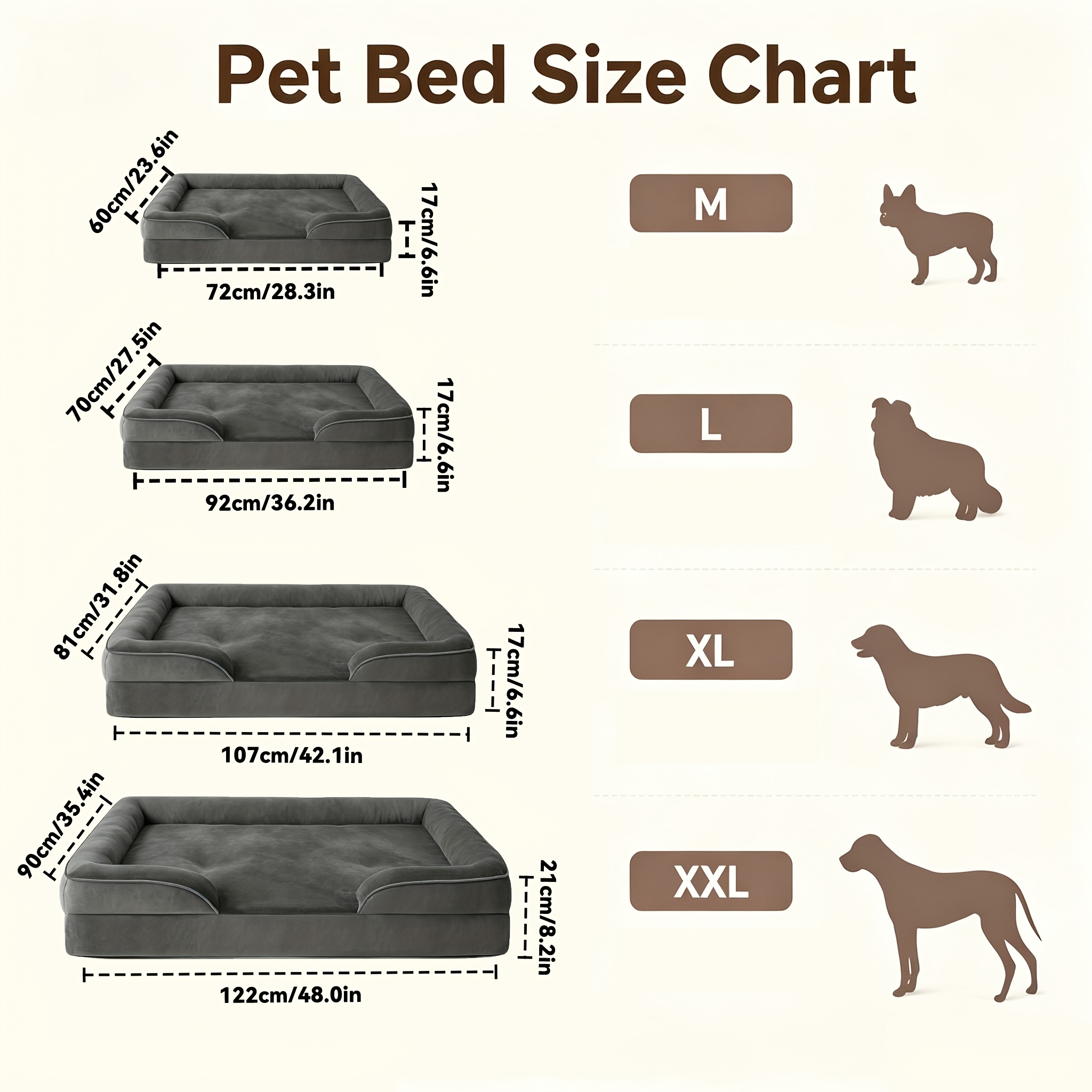 TEMU Lit pour chien de taille moyenne à grande disponible en 4 tailles, lits pour chien avec mousse à mémoire de orthopédique, lit de caisse lavable