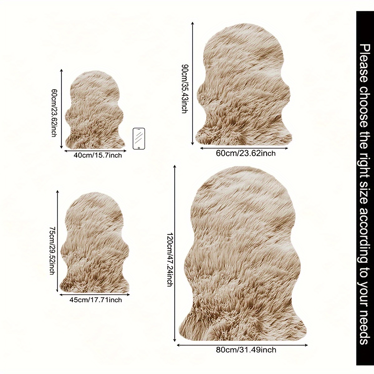 An Artificial Wool - Khaki For Living Room, Bedroom Bedside Mat, Bay Window Mat, Full-cover Sofa Footrest
