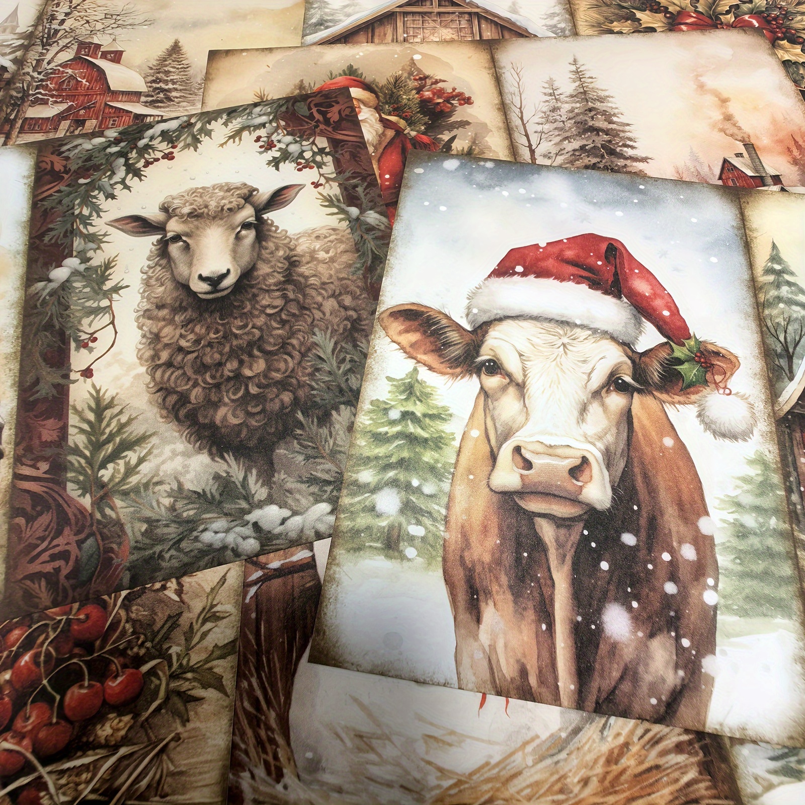 

Vigus 16 Sheets Winter Animal Christmas Farm Description Garbage Diary Magazine A5 Size Paper