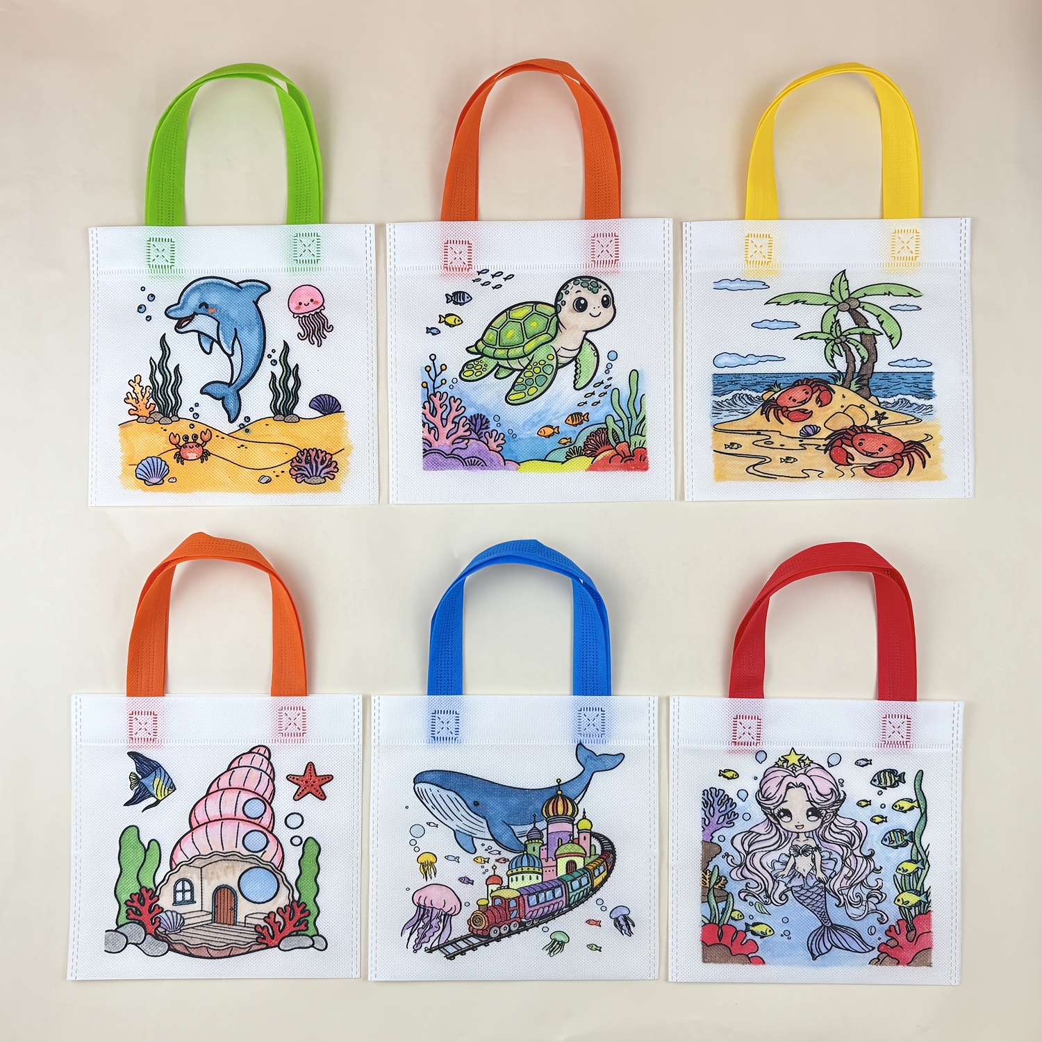 36pcs Ocean-Themed DIY Gift Bags with Assorted Patterns