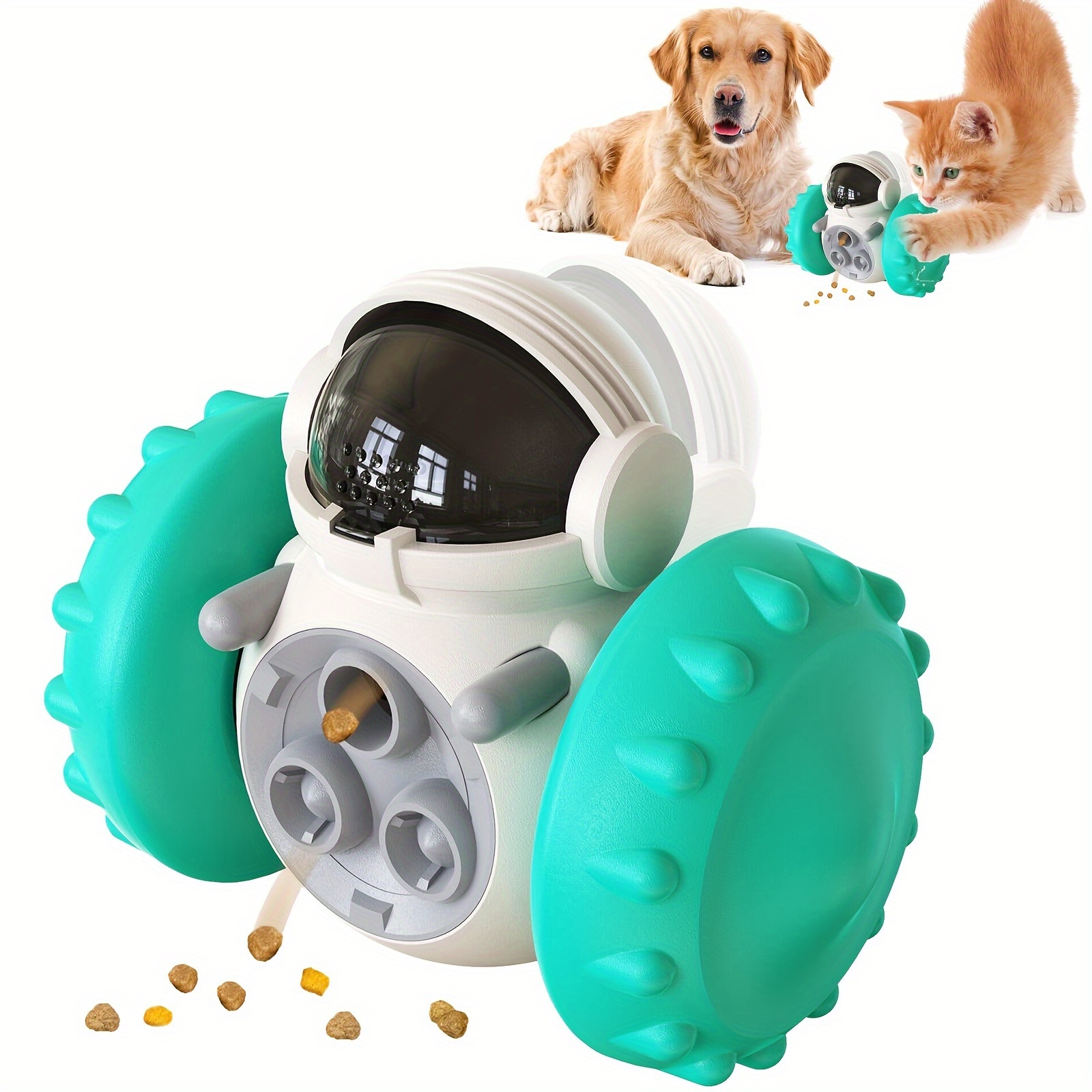 

Interactive Food Toy For , Pet Food Dispensor Dog Treat Toy, Dog Slow Feeder Treat Dispensing Puzzle Toys Robot Shape Dog Toys-turquoise Pet Puzzle Snack Training Hidden Car Puzzle Food Dog Toy