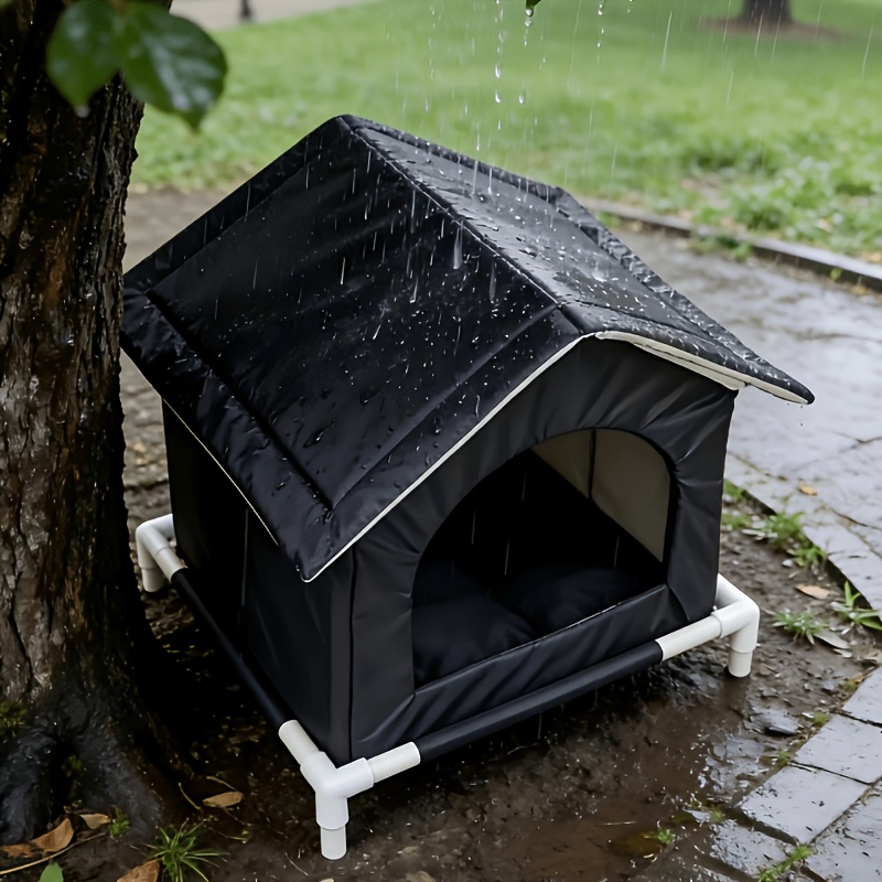Image of Outdoor Cat House - Includes Base And Cushion, Removable For , Durable Feral Cat And Dog Shelter, Suitable For Stray Cats And Small Dogs