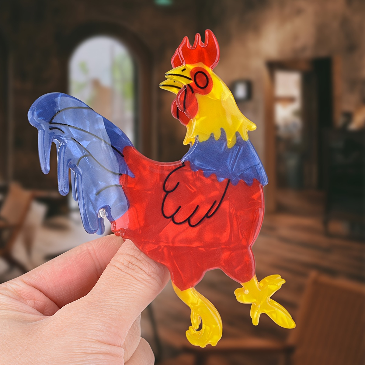 

1pc Y2k Style Rooster Hair Claw, Large Anti-slip Fashion Hair Clip, Creative Animal Cartoon Hair Accessory For Women, Suitable For Daily Use And Gifts
