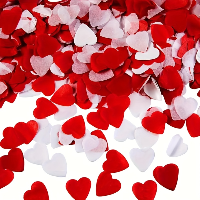 

1000pcs/pack, Tissue Paper White And Red Heart Confetti, Suitable For Valentine's Day Decoration, Wedding Party Decoration, Gift Decoration, Home Decoration, Decoration