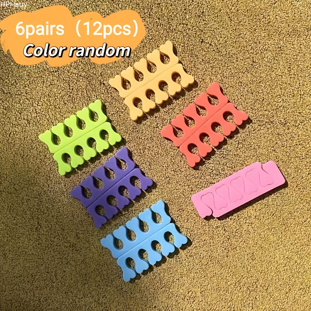 Image of 6pairs(12pcs) Soft Foam Sponge Toe Separators For Pedicure And Manicure - Disposable Finger And Toe Separators For Nail Polish Application, Odorless Nail Art Tools And Accessories,random Color