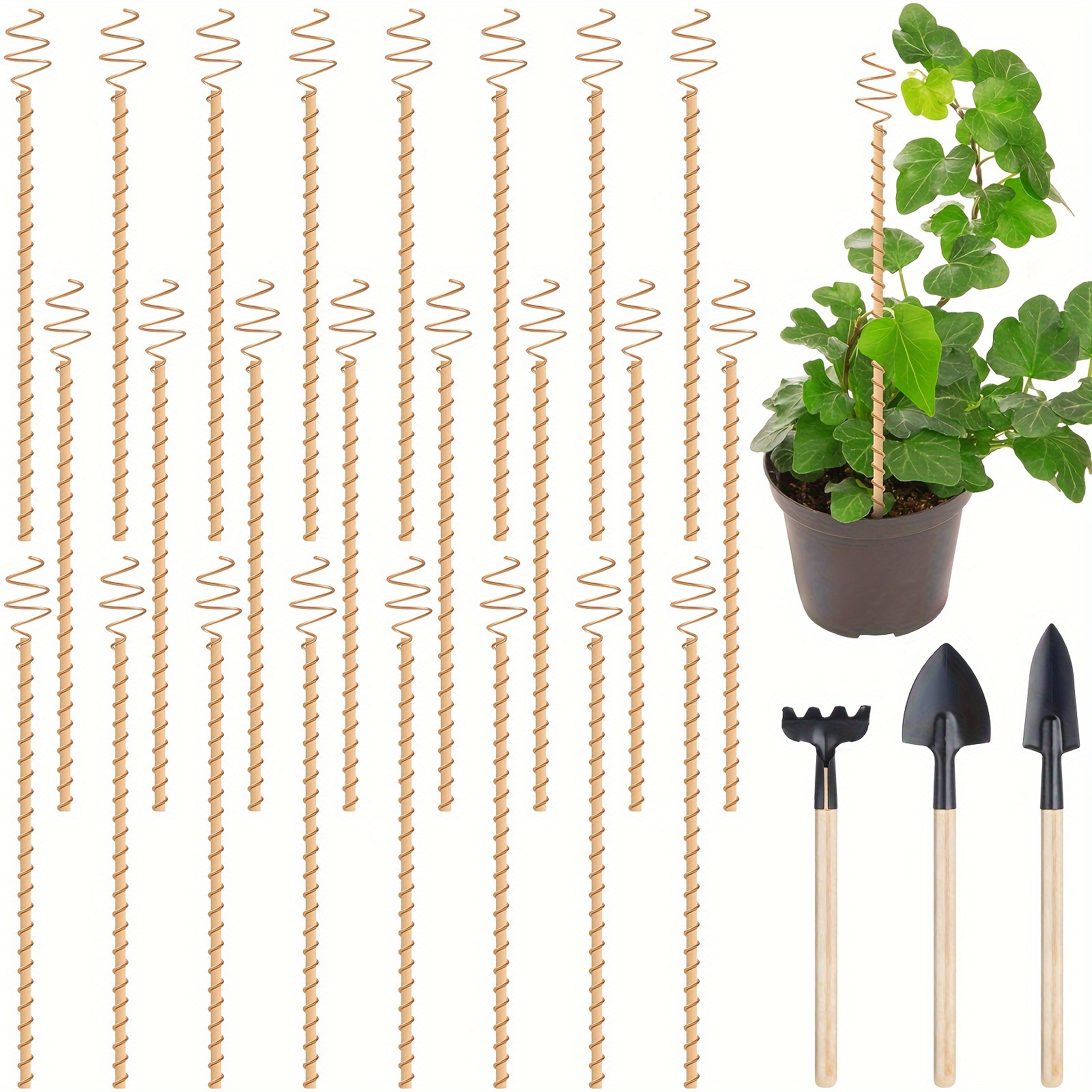 

24 Pcs Copper Gardening Antenna Long Stake Plant Stake Garden Tool Coil Electronic Planting For Growing Garden Vegetable Plant (11.5'')