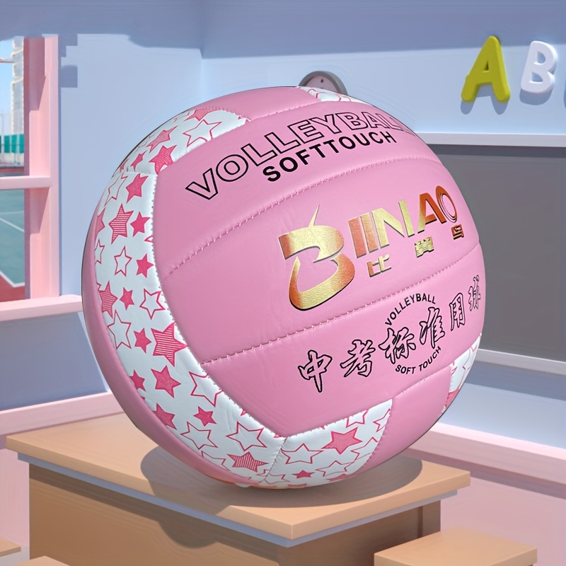 TEMU Women's Pink Volleyball, 2.0 High Foam Pvc Adult Professional Size 5 Machine-sewn Beach Sports Hard Volleyball, Training Competition Fitness Volleyball