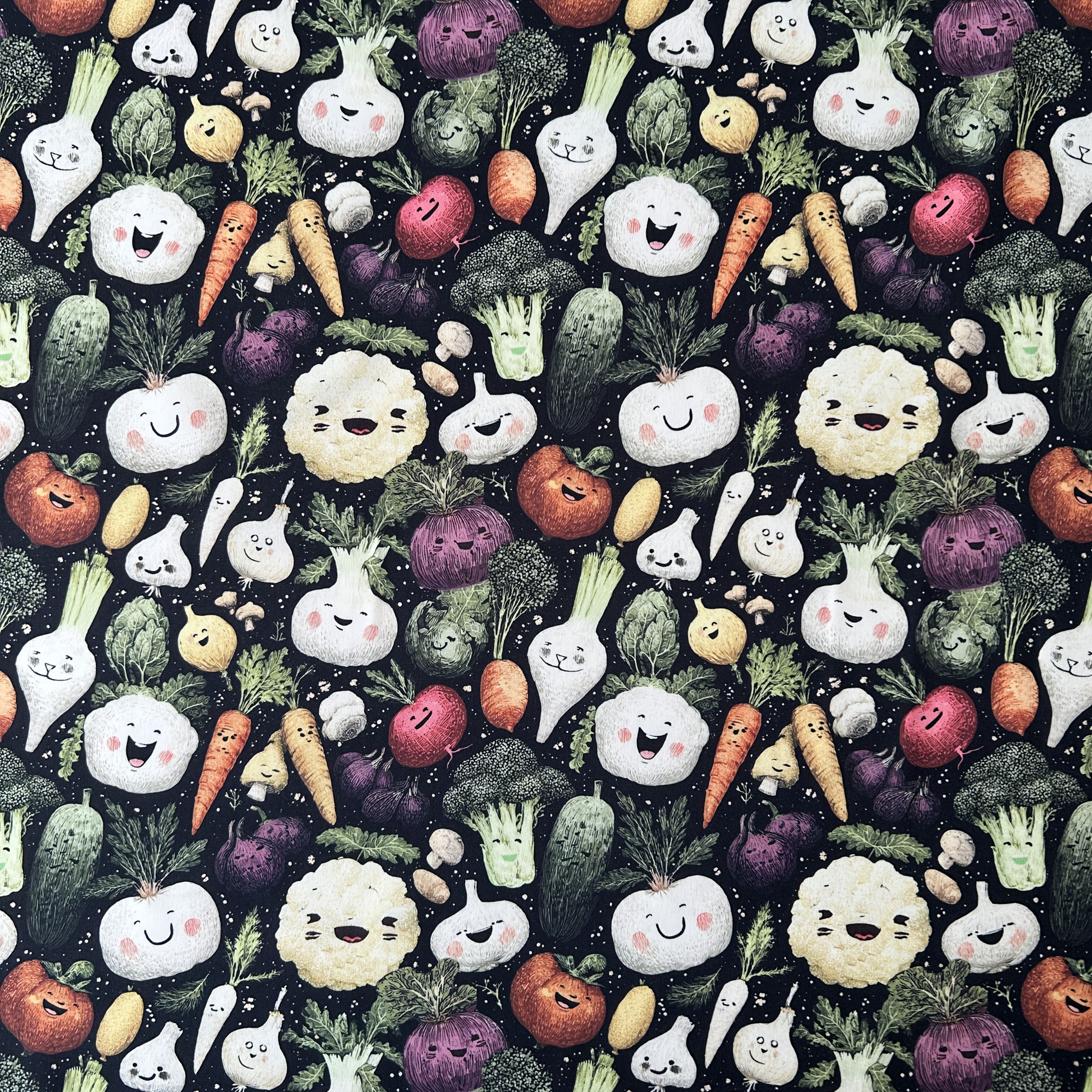TEMU A Pre Cut Exquisite Cartoon Vegetable Printed Fabric, Cute Cartoon Vegetable Collection! Broccoli, Carrots, Cabbage, Pumpkin, Onions And Other