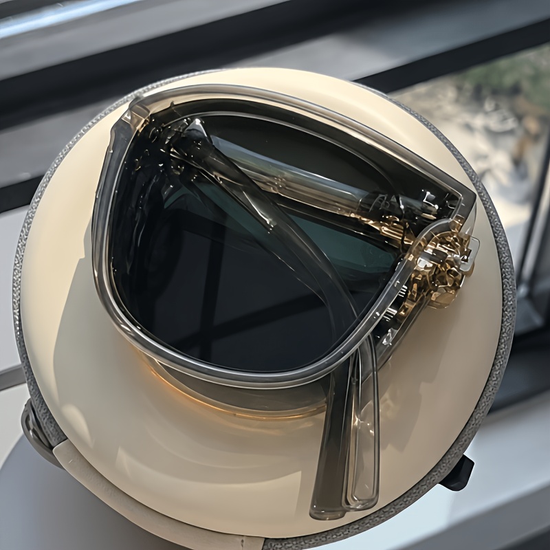 item picture 1 pair of unisex folding glasses   with an exquisite storage case and a portable carrying case stylish square frame decorative glasses