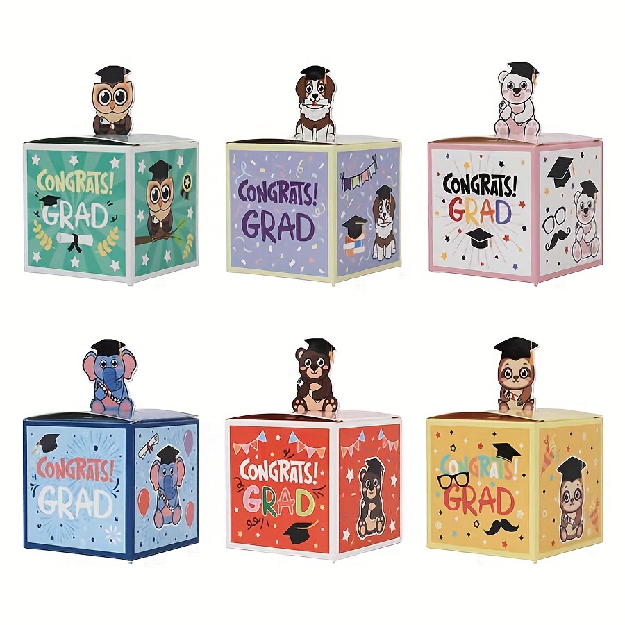 

24pcs, Graduation Party Favors Boxes Small Congrats Grad Treat Boxes Cute Animal Cardboard Grad Goodies Candy Gift Boxes For School Class Of 2024 Graduation Party