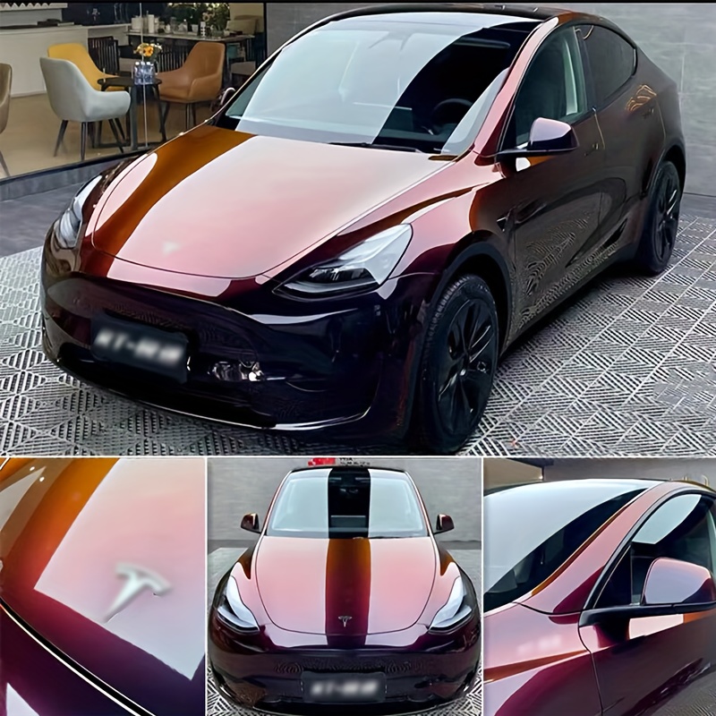 

Chameleon Red Vinyl Wrap Film, Pvc Material, High-end Car Color Change Film, 11.81" X 39.37" - Ideal For Vehicle Customization
