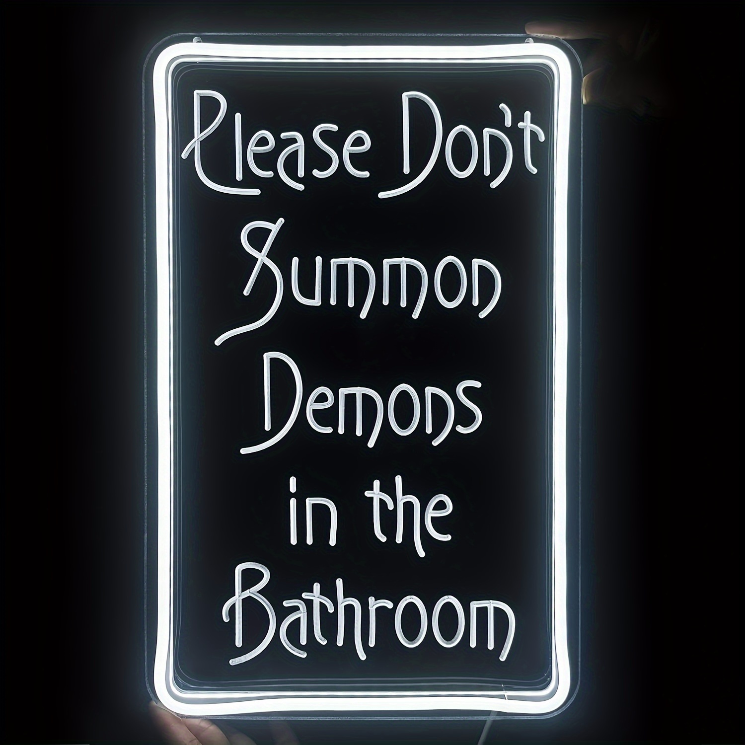 

Please Don't Summon Demons In The Bathroom Neon Sign For Wall Decor, Usb Powered Switch Adjustable Brightness Led Neon Lights, For Humor Party, Halloween Party, Or Christmas