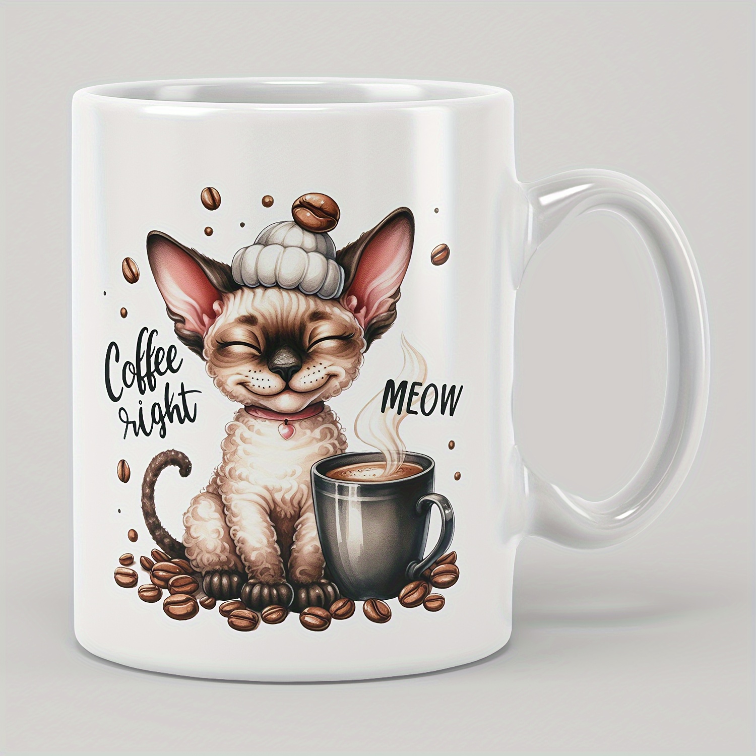 

1pc, 11oz 330ml, Persian Cat Mug For Cafe, Coffee Cat Coffee Mug, Casual Water Cup, Girlfriend Coffee Mug, Gift Box, Black And White 2 Colors, All Season Drinkware, Holiday Gift