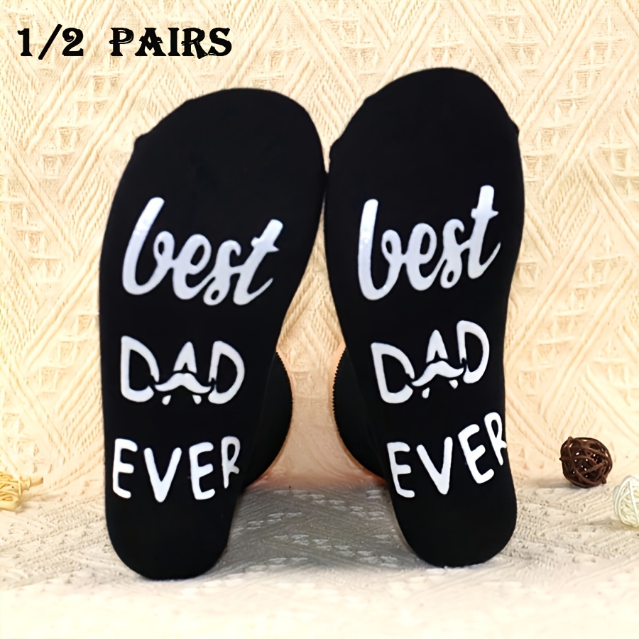 1 2 pair mens socks   dad text letter patterns printed on the soles fun gift socks