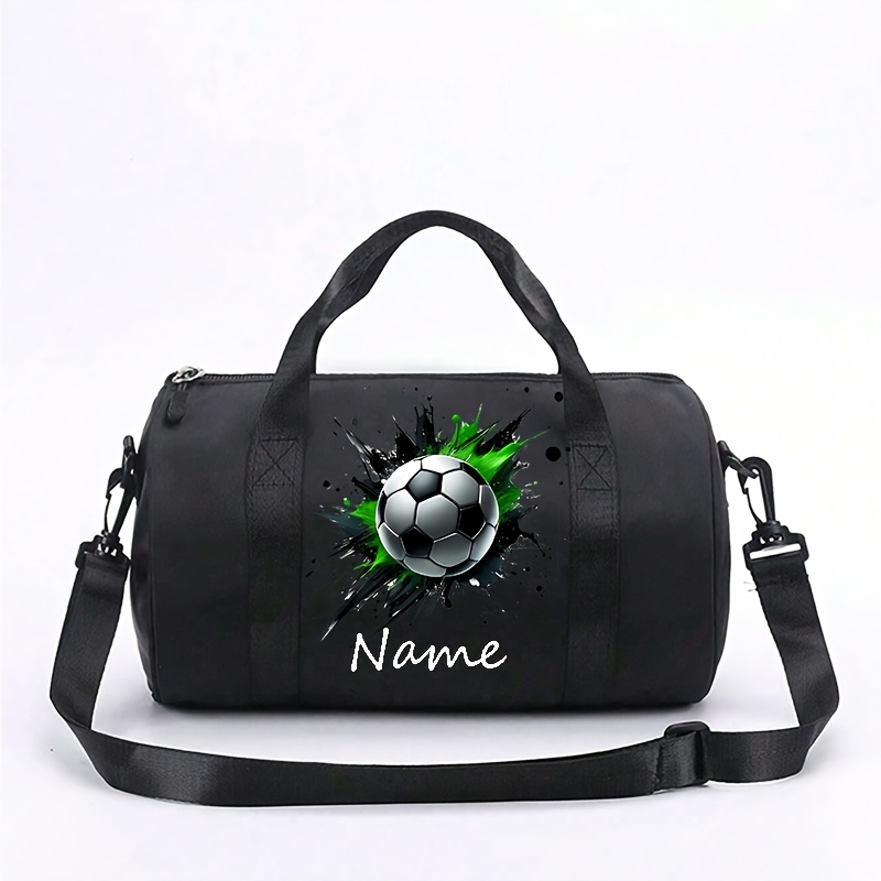 TEMU Personalized Custom Name And Message Tote Bag With Soccer Paint Splatter Pattern, Made Of Oxford Cloth, Large Capacity, With Interchangeable