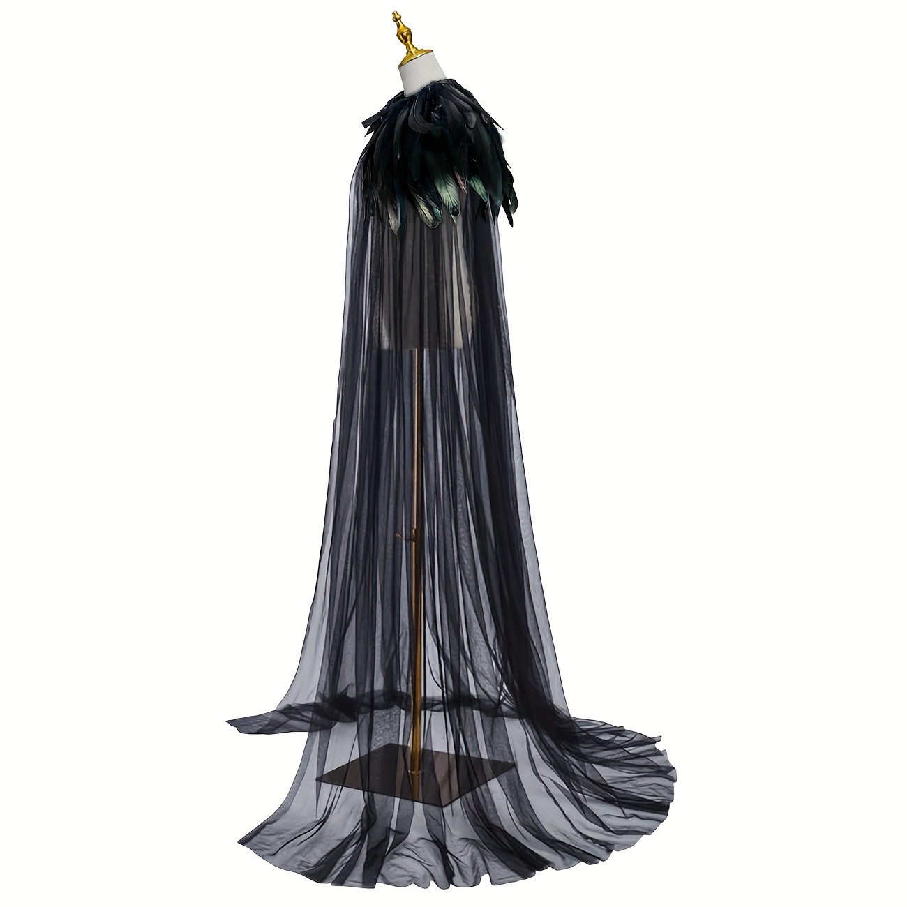 Cape à Capuche En Tulle Long - Style Gothique, Vampire, Sorcière Pour Déguisement