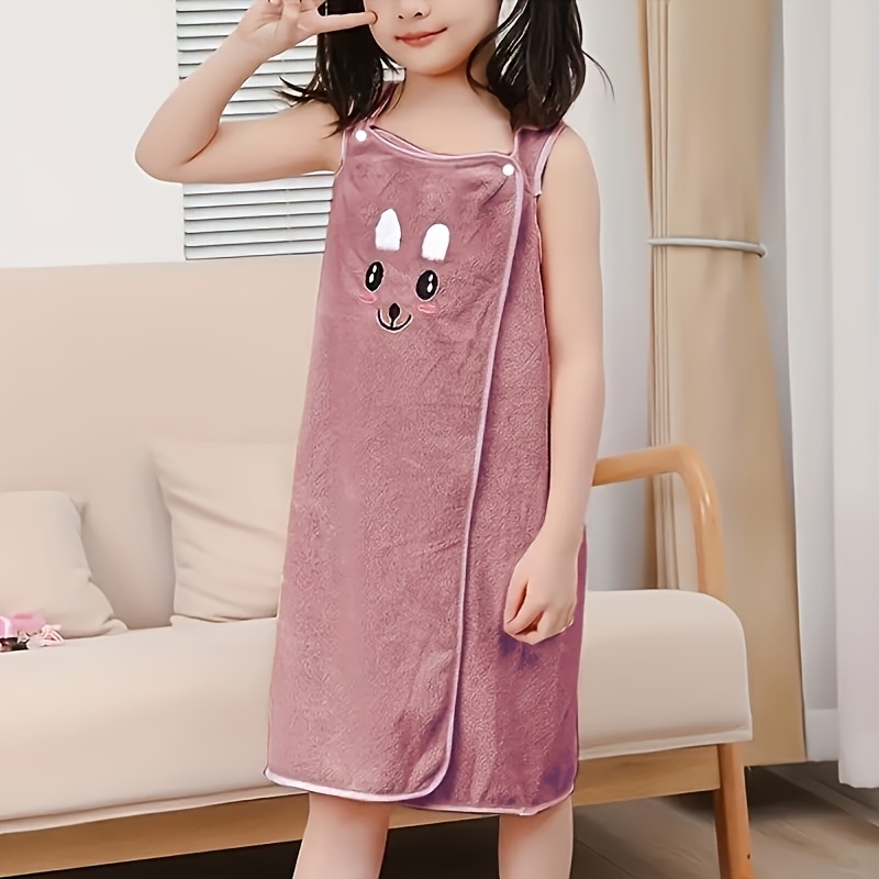 TEMU 1pc Bath Towel, Bathroom Accessories, Cute Cartoon Strap Bath Towel For, Towel, Adorable Cartoon Strap Bath Towel With Cute Bunny Ears Design