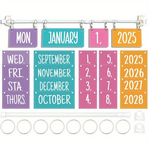 colorful flip calendar bulletin board set with adjustable holder 54 date cards included classroom home decor