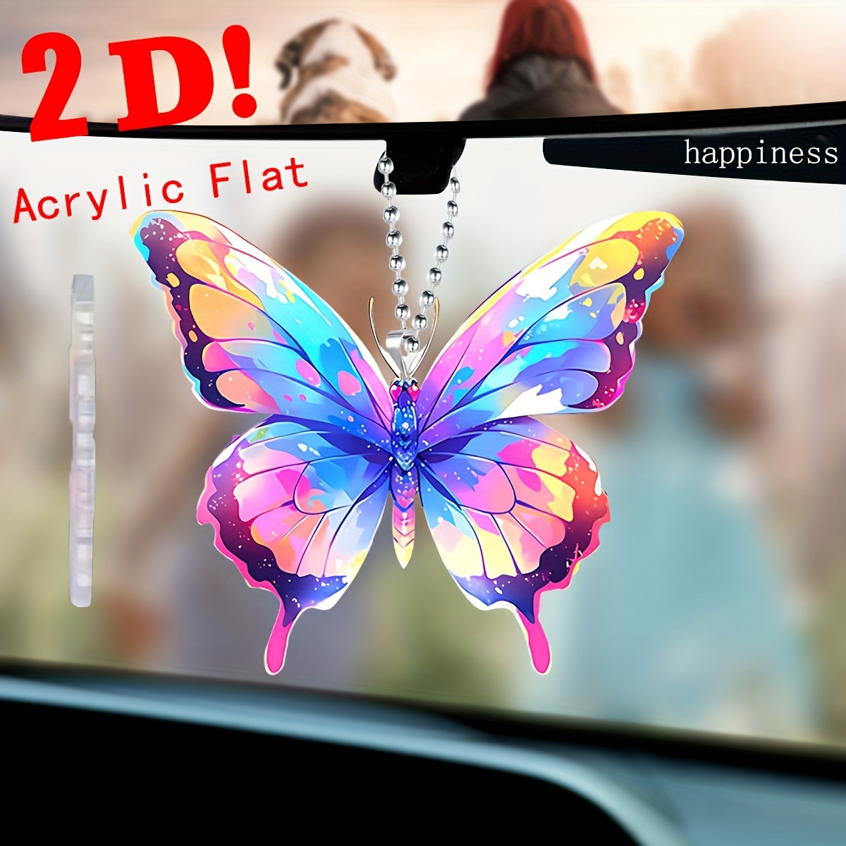 

Colorful Butterflie Dreamy Biology 2d Flat Acrylic Pendant Car Rearview Mirror Decoration Pendant Halloween Decoration Bag & Key Chain Accessories