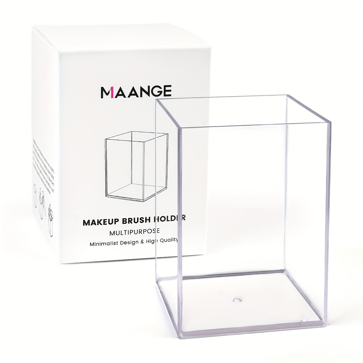 MAANGE Square Storage Bucket Set for Makeup Brushes, a Beauty Storage Essential, Minimalist Brush Holder, Desktop Makeup Tool Box, Packaged Acrylic Storage Cylinder, Perfect Gift for Women.