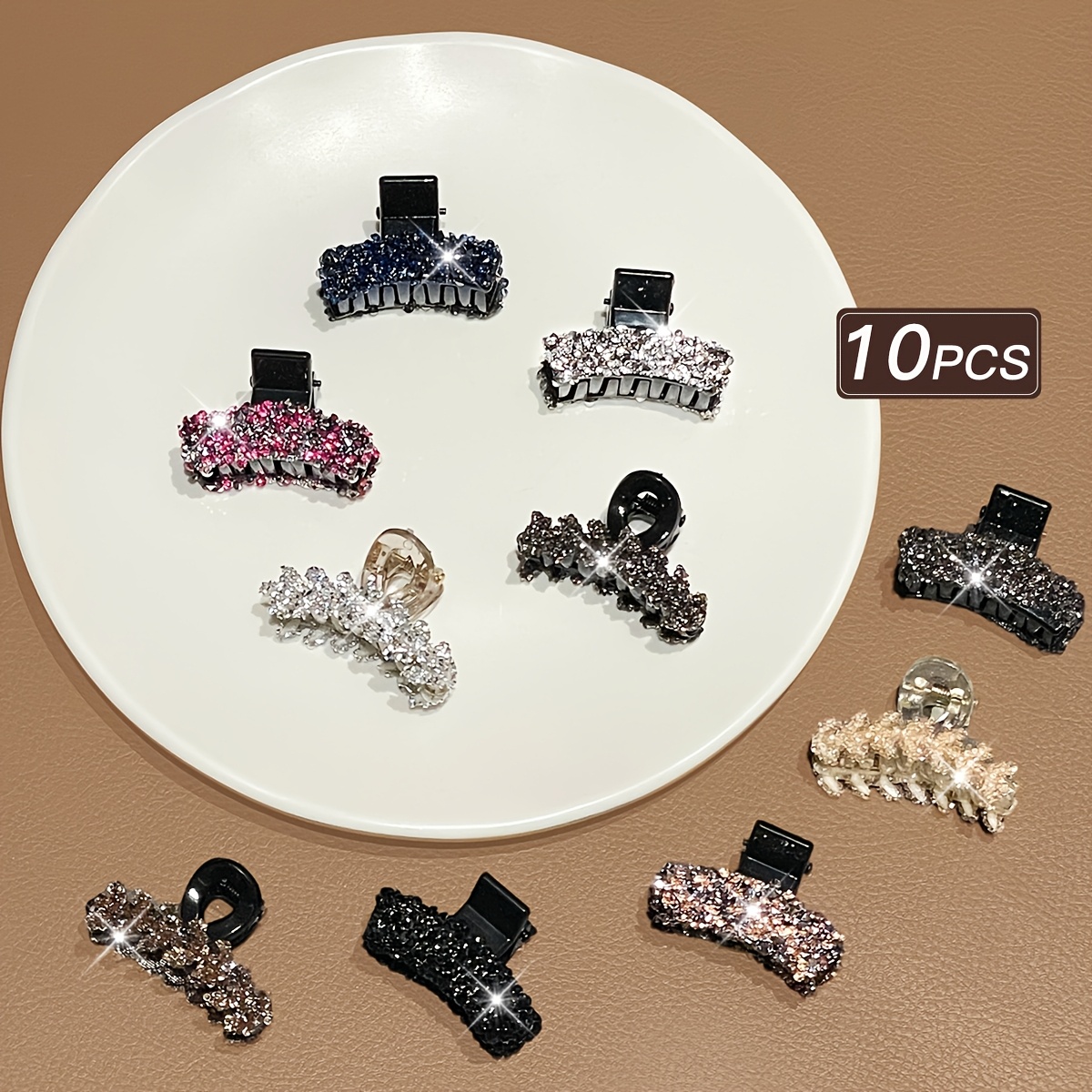 E-shop 10 Stück Damen Haarclips, Exquisit und , elegant und süß, funkelnde Strass Haargummis, geeignet für den täglichen Gebrauch und Partys,