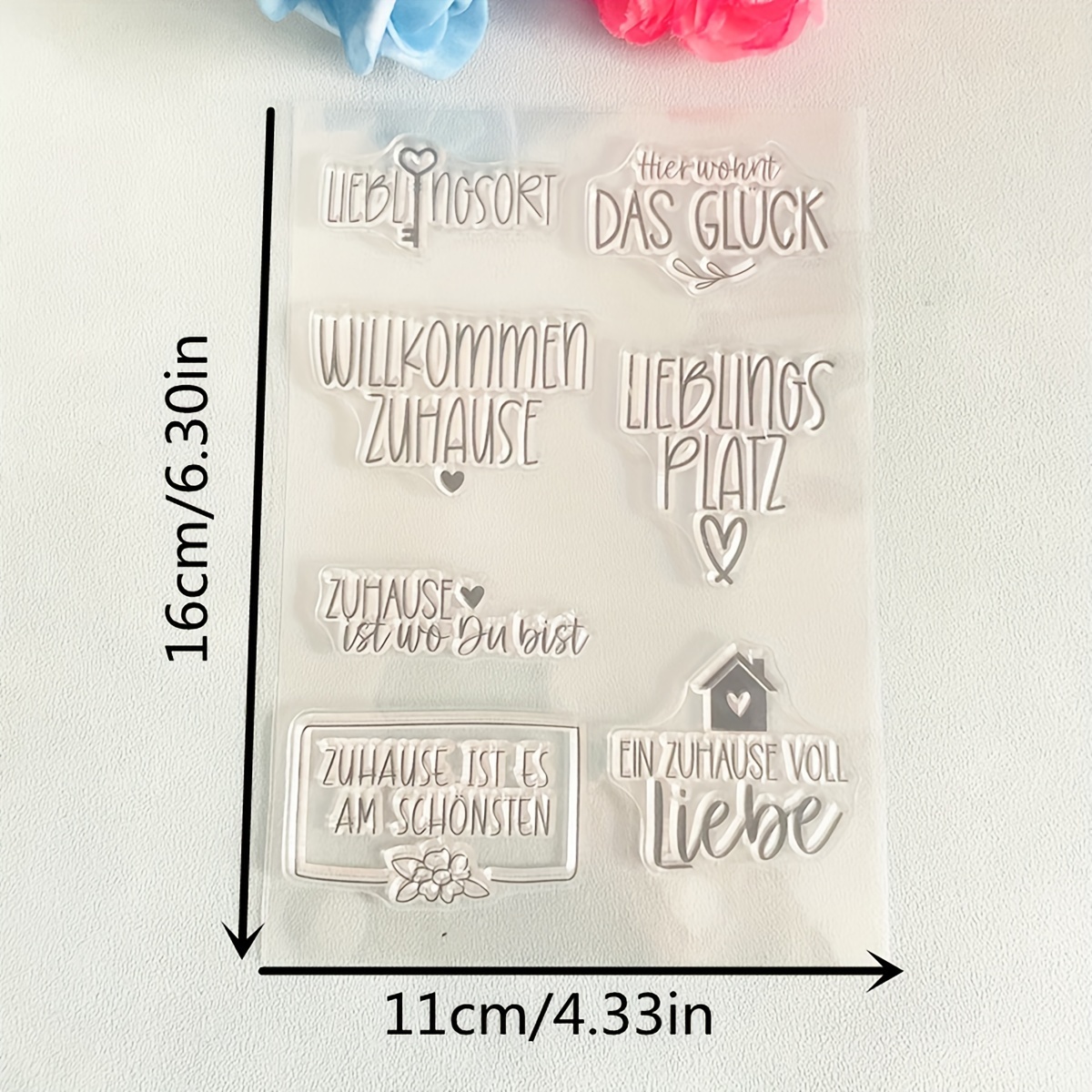 German Everyday Phrases For Greetings, Transparent Stamps, Handmade Greeting Card Making