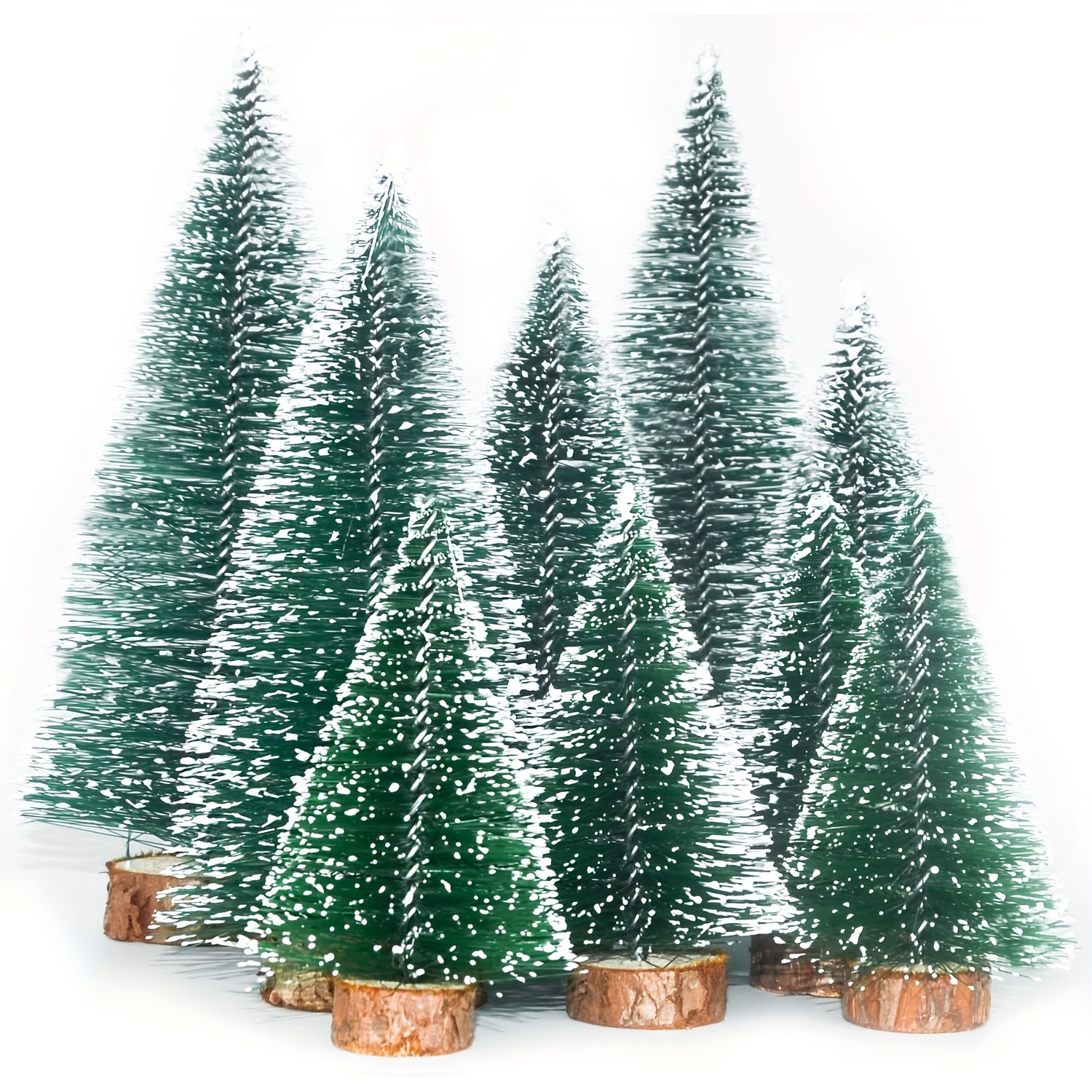 Image of 9 Mini Christmas Trees, Miniature Christmas Trees, Bottle Brush Christmas Trees In Sizes 10/15/20cm, Perfect For Decorating Dining Tables, Projects, Shop Windows, And No