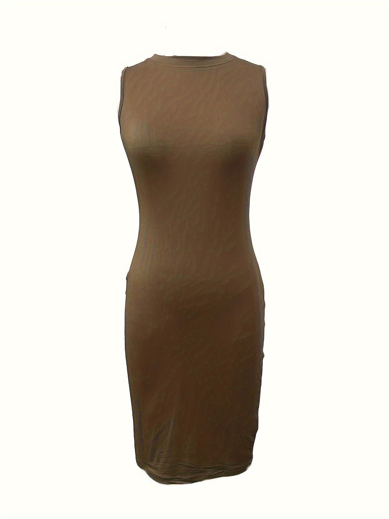 brown fitted tank dress Brown Fitted Cutout Maxi Tank Dress