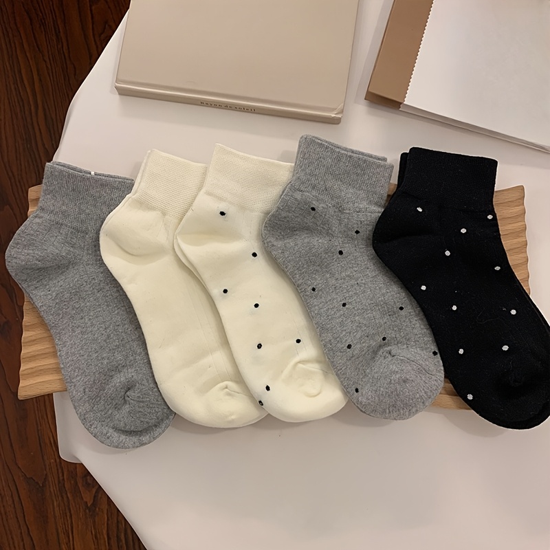 E-shop 5-Pack Damen Knöchelsocken in Unifarben, Sommerliche Dünne Punkte-Socken, Weich Bequem Atmungsaktiv Einfacher Stil Vielseitig, Ideal für