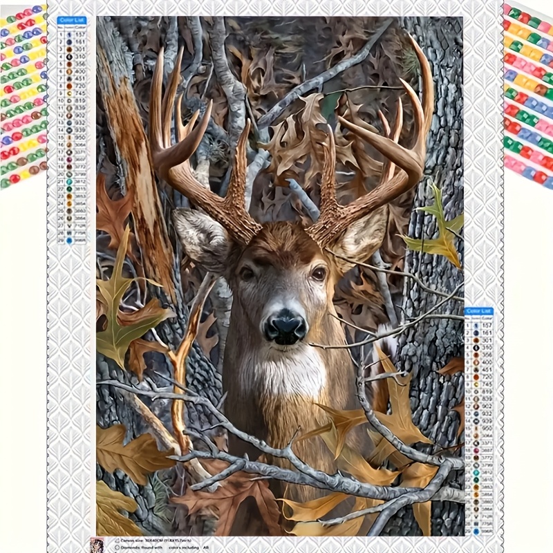 

1pc 5d Diamond Painting Kit, 11.8x15.7 Inches, Deer Canvas Art, Animal Theme Round Diamond Mosaic For Beginners & Craft Lovers, Ideal Wall Decor & Gift For Teachers & Friends