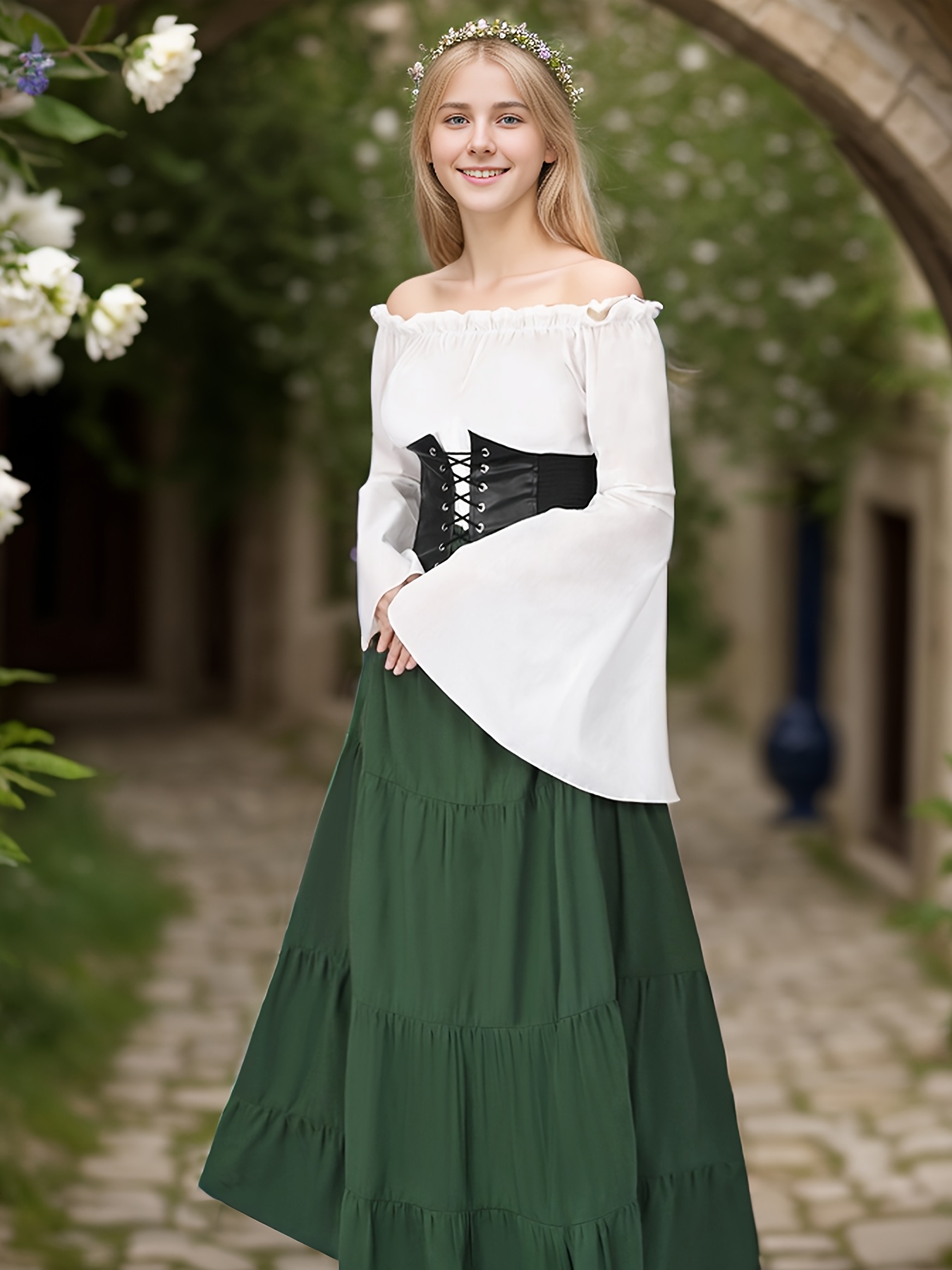renaissance corset dress Women’s Renaissance Corset Costume - Ren Faire - Medieval Fantasy Cosplay - 3 Piece Dress & Corset main image 0