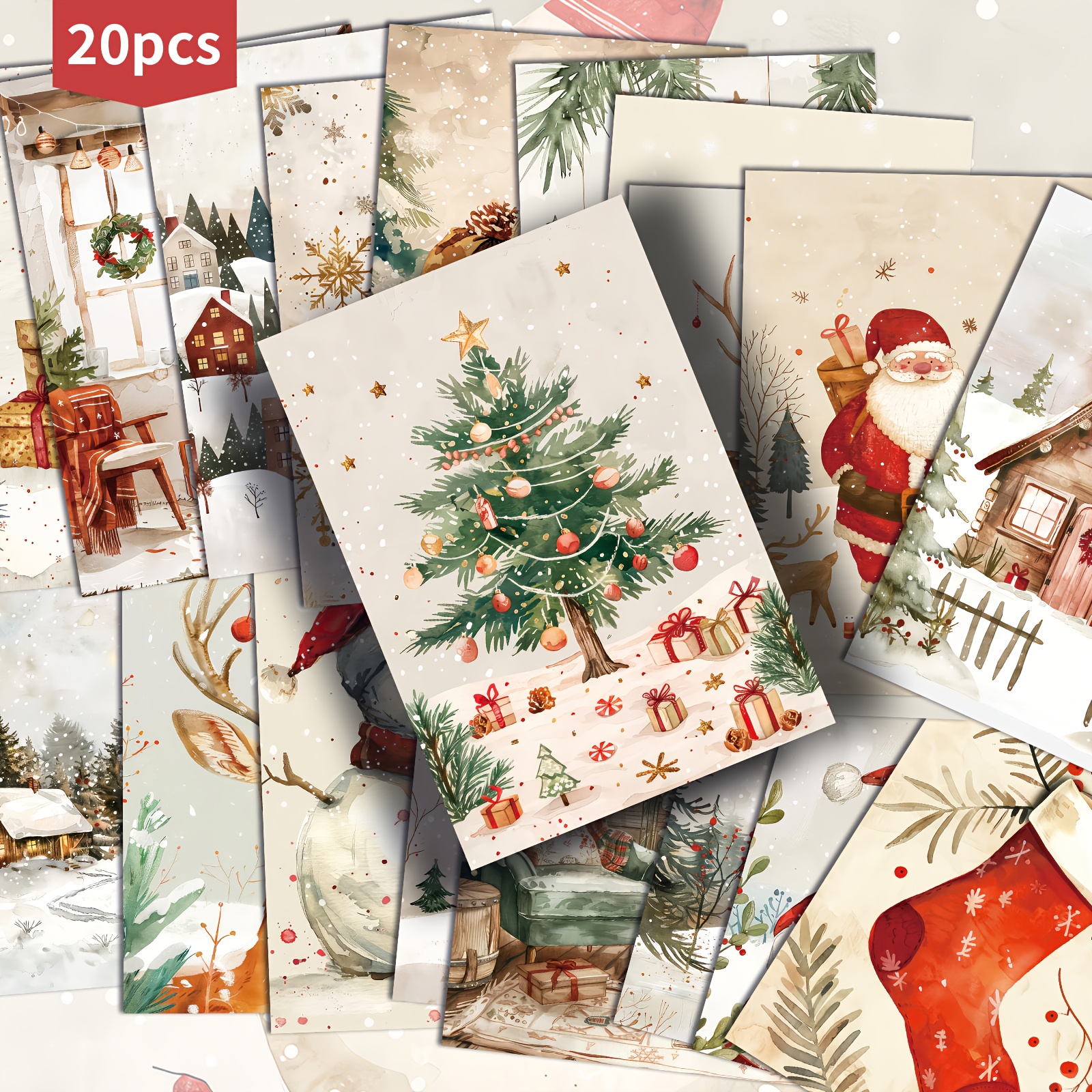 TEMU Set di 20 incantevoli cartoline vintage per l'inverno e Natale, dimensione 4X6 pollici. Queste carte in stile retr簷 presentano classica e per